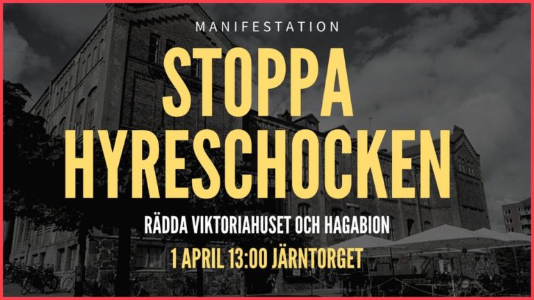Manifestation: Stoppa hyreschocken – rädda Viktoriahuset och Syndikalistiskt Forum! 1/4